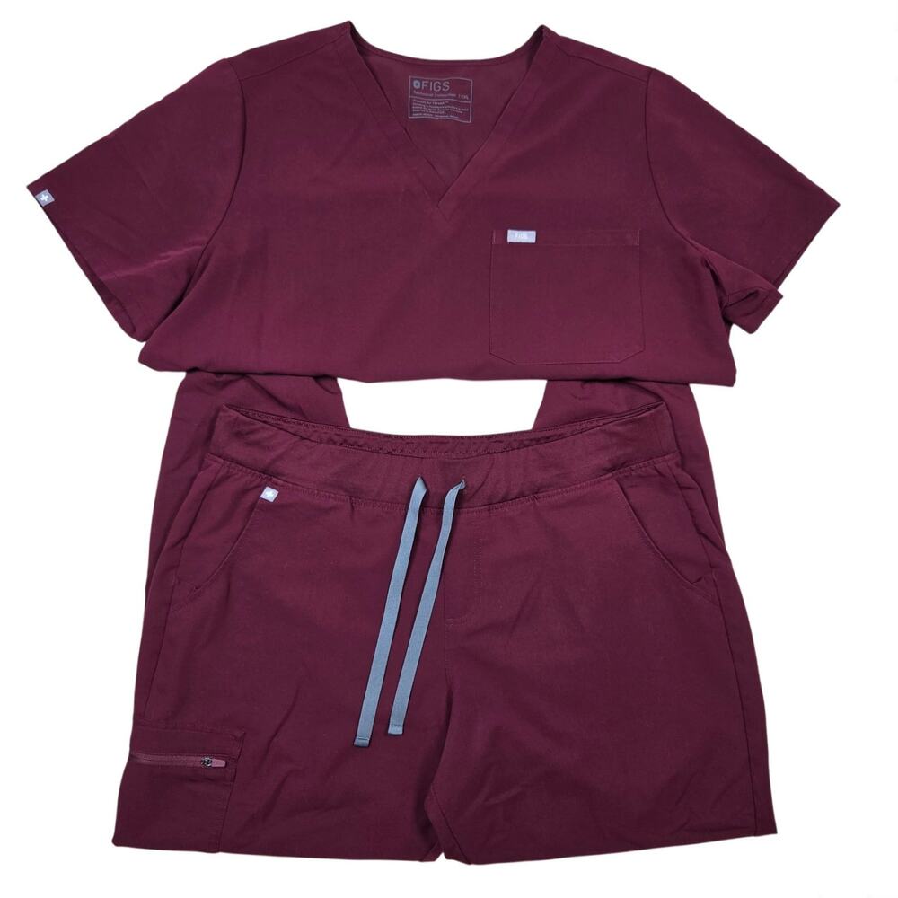FIGS Burgundy Catarina Top Zamora Jogger Medical Uniform Scrub Set Size XXL